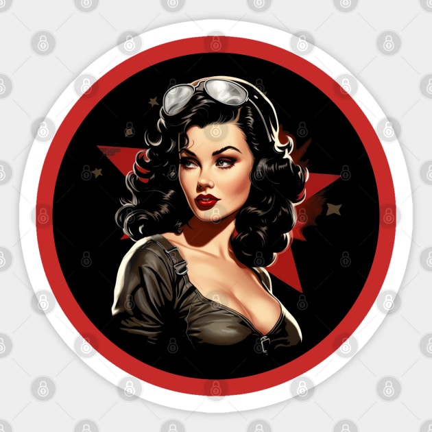 Pin up Girl Old Hollywood vibes 1940s Vintage fashionista Sticker by RetroZin